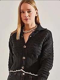 Triko Hırka Düğmeli Kısa