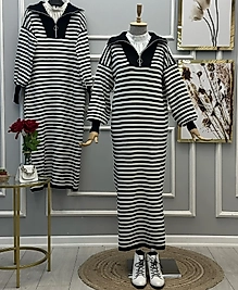 Kadın Çizgili Triko Elbise