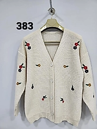 Triko Ceket Kendinden Desenli