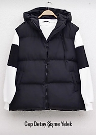 Bayan Şişme Yelek Kapşonlu