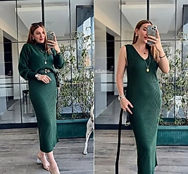 Triko Elbise İkili Takım