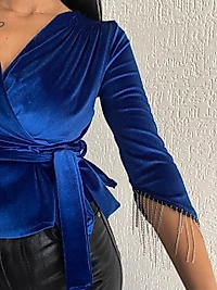 Kadife Taşlı Bluz