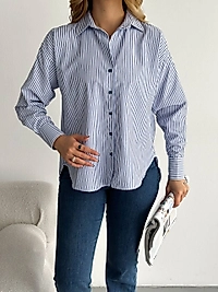 Mavi Çizgili Robalı Gömlek