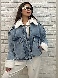 İçi Kürklü Kadın Kot Mont