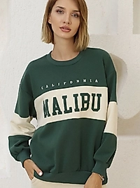 Sweatshirt Malıbu Baskılı Şardonlu