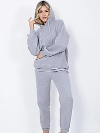 Kapşonlu Takım Şardonlu Gri